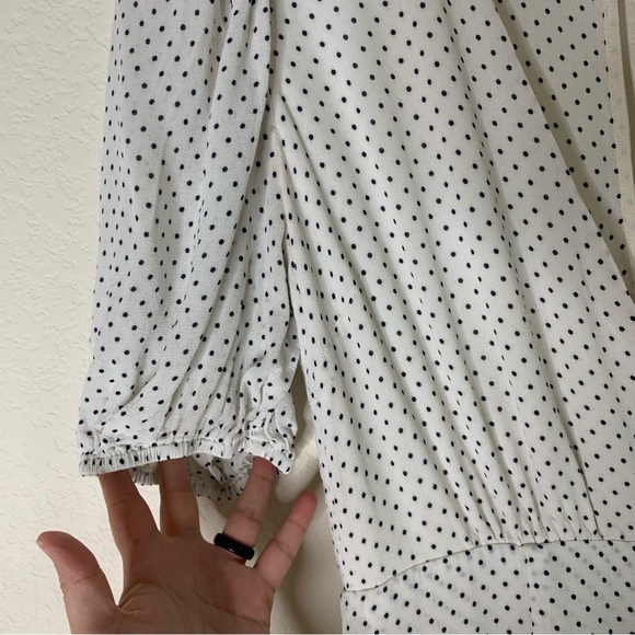 Reformation Womens Alcott short sleeve mini dress white black polka dot 12 - Picture 5 of 11